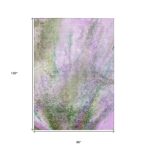 8' X 10' Purple Abstract Washable Non Skid Indoor Outdoor Area Rug