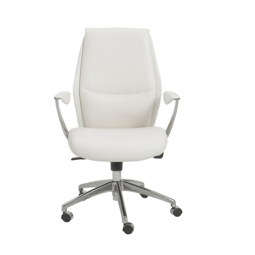 Homeroots Office 25.50" X 27" X 42.75" Low Back Office Chair in White with Polished Aluminum Base