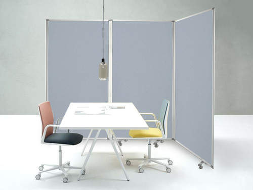 71" Gray Iron Folding Three Panel Screen Room Divider Metal