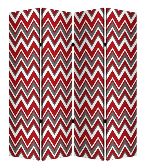 Homeroots Home Decor Multi Color Wood Canvas Screen, 1 Inch x 84 Inch x 84 Inch, 4 Panel