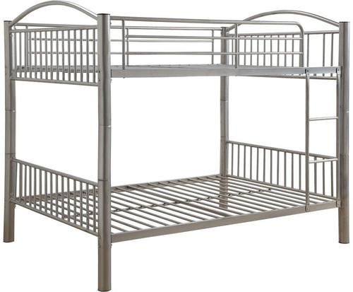 Homeroots Beddings 78" x 56" x 67" Silver Metal Full Over Full Bunk Bed