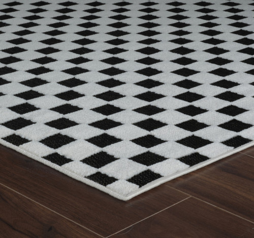 8' X 10' Black and White Geometric Distressed Indoor Outdoor Area Rug