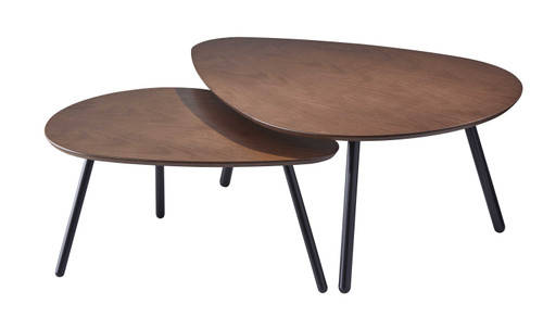 homeroots living room Nesting Coffee Table, Walnut Finish, 30.71 inches x 41.34 inches x 17 inches