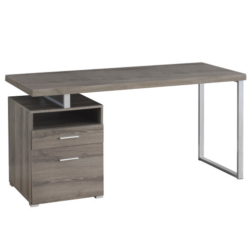 Homeroots Office 23.75" x 60" x 30" Computer Desk, Dark Taupe Silver, Particle Board Hollow Core Metal