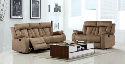 Homeroots Living Room Modern Beige Leather Sofa and Loveseat, Beige, 63 inches x 38 inches x 40 inches