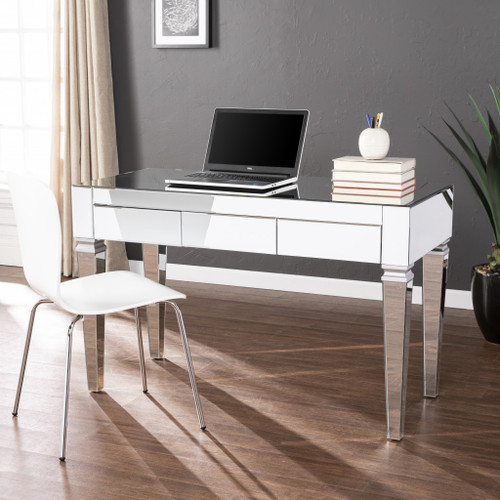 Homeroots Office Silver Mirrored Glam Desk