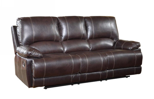 Homeroots Furniture 41" Stylish Brown Leather Sofa, Brown, Manual Recliner