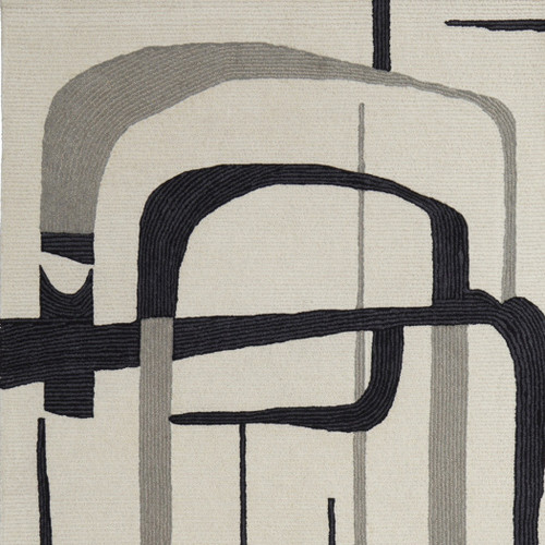 2' X 3' Gray and Ivory Wool Abstract Hand Tufted Area Rug