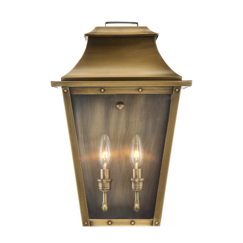 Homeroots Lighting Coventry 2-Light Pocket Wall Light, Aged Brass Finish