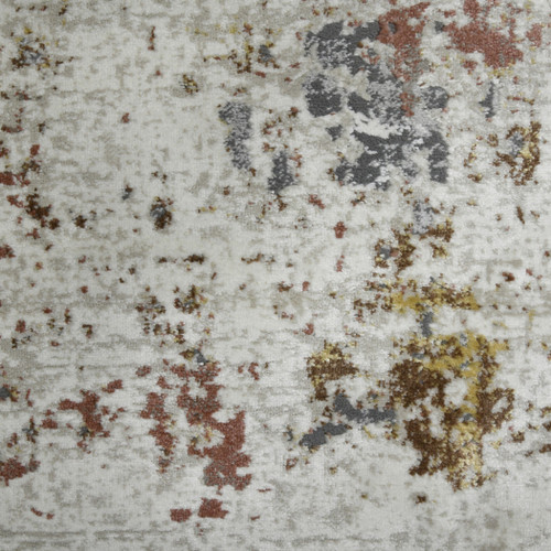5' X 8' Ivory Red and Gold Abstract Power Loom Area Rug