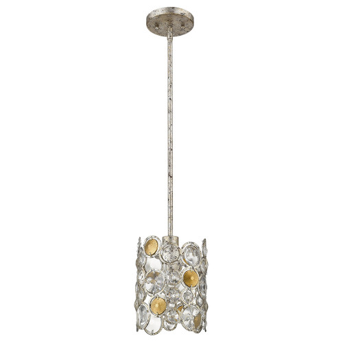 Homeroots Lighting Vitozzi 1-Light Pendant, Antique Silver Leaf Finish