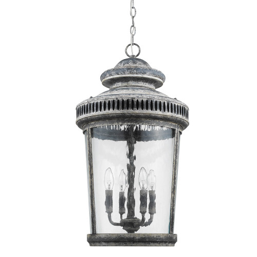Homeroots Lighting Kingston 4-Light Antique Lead Foyer Pendant with Curved Water Glass