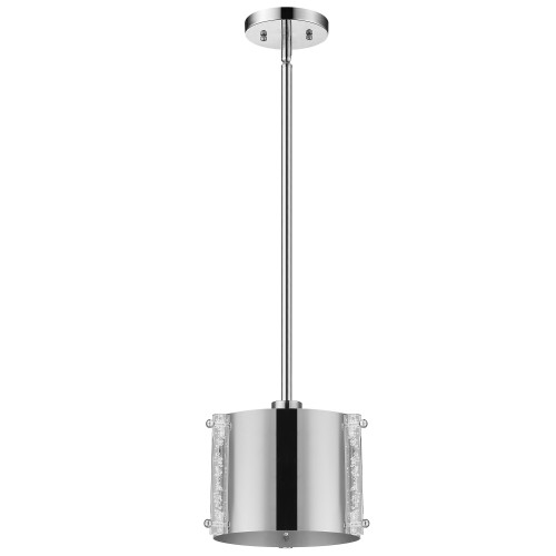 Homeroots Lighting Zoom 1-Light Pendant, Polished Stainless Steel, Seeded Acrylic Accents