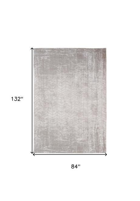 8' X 11' Gray and White Chevron Non Skid Area Rug