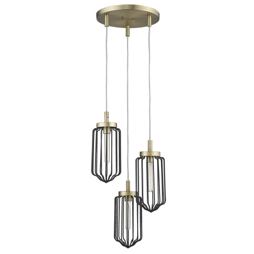 Homeroots Lighting Reece 3-Light Chandelier, Aged Brass Finish