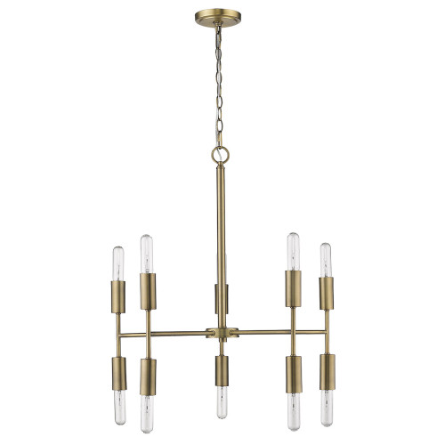 Homeroots Lighting Perret 10-Light Chandelier, Aged Brass Finish