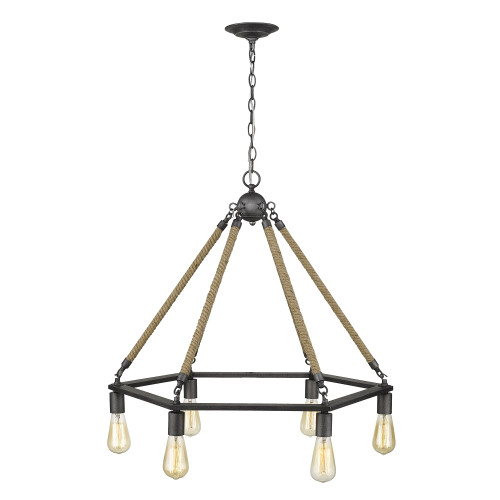 Homeroots Lighting Holden 6-Light Antique Gray Wagon Wheel Chandelier