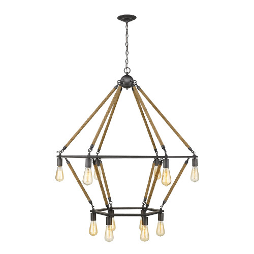 Homeroots Lighting Holden 12-Light Antique Gray Wagon Wheel Chandelier