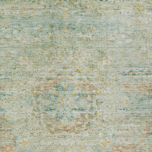 5' X 8' Sage And Copper Medallion Washable Indoor Outdoor Area Rug