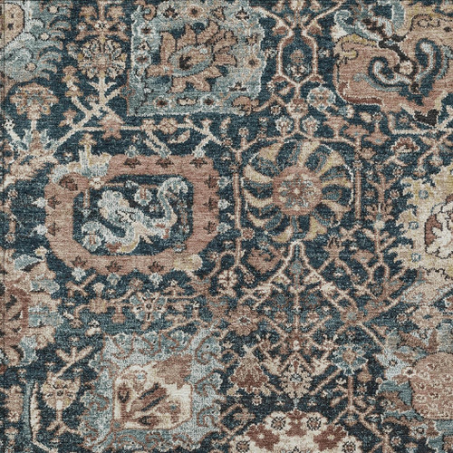 3' X 5' Taupe Blue And Beige Geometric Washable Indoor Outdoor Area Rug