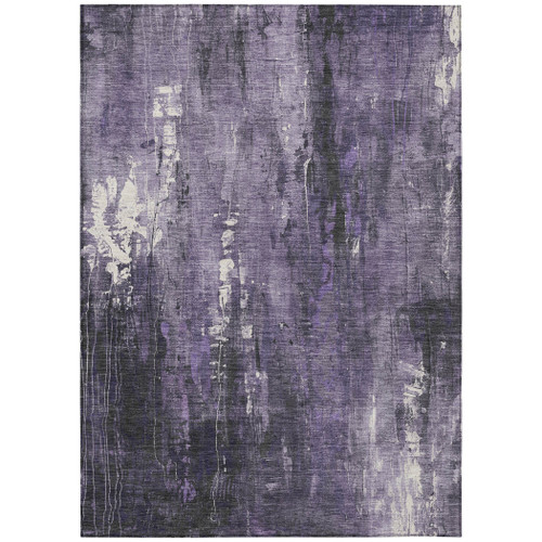 5' X 8' Purple And Ivory Abstract Washable Indoor Outdoor Area Rug