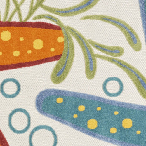 8' Blue Yellow And Orange Round Starfish Indoor Outdoor Area Rug
