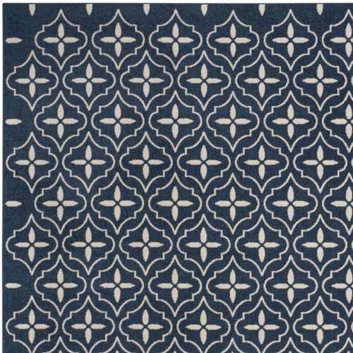 5' X 7' Navy Blue And Ivory Geometric Indoor Outdoor Area Rug