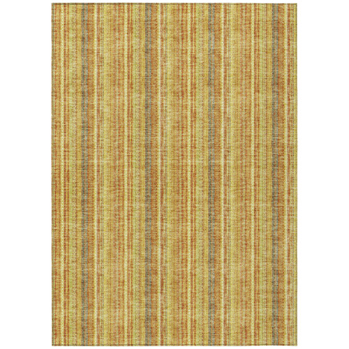 8' X 10' Gold And Copper Striped Washable Indoor Outdoor Area Rug