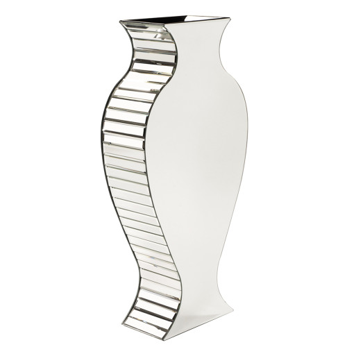 Homeroots Home Decor Curvy Art Deco Style Mirrored Vase, Mirrored Finish
