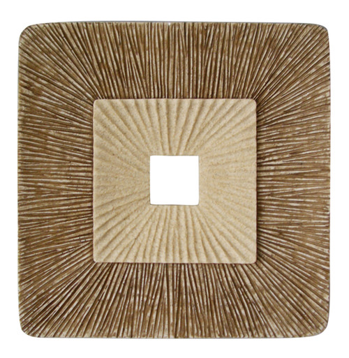 Homeroots Home Decor 1 x 19 x 19 Concave Square Double Layer Ribbed Wall Plaque, Brown