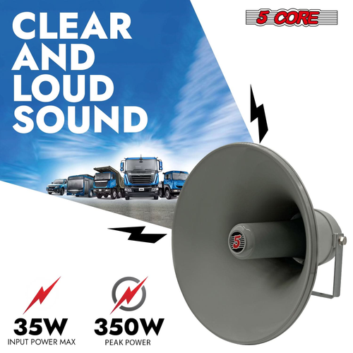 PA Speaker 12" 35W Bull Horn Loud Audio Indoor Outdoor Speakers System 8Ohm Reflex Megaphone