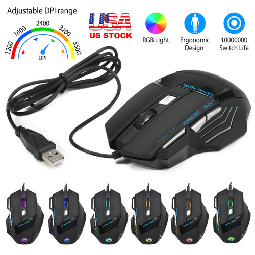 Wired Gaming Mouse 7 Keys Ergonomic Optical Mouse 