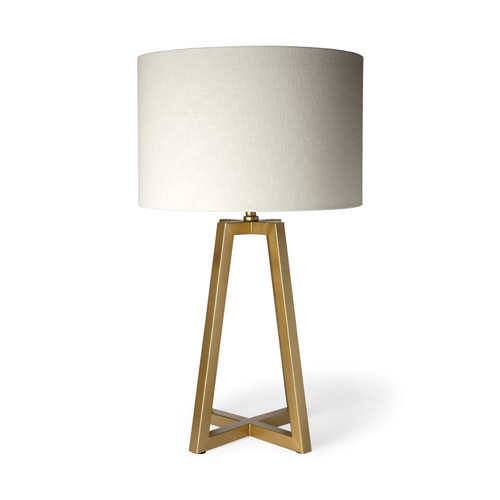 Homeroots Lighting Metallic Gold Tone Geometric Table Lamp
