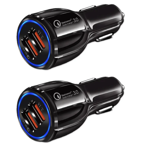 2 Port USB Fast Car Charger Adapter For Devices Black