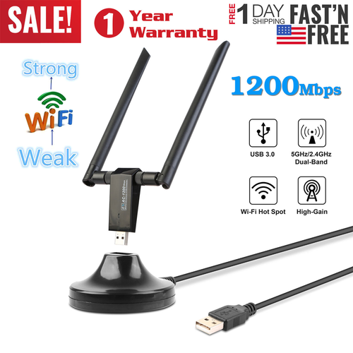 1200Mbps USB3.0 WiFi Adapter 5GHz/2.4GHz Dual Band 