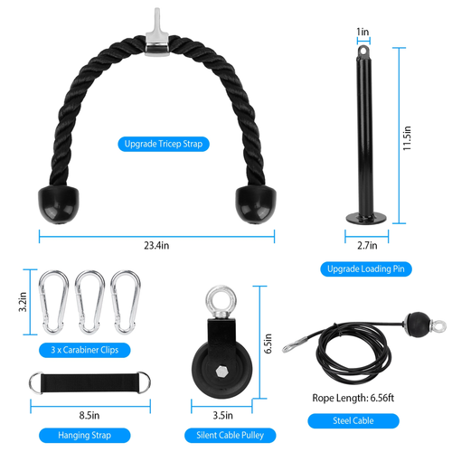8Pcs Cable Pulley System Gym