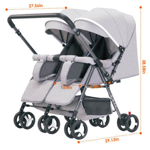 Foldable Side by Side Double Stroller Lockable Twin Stroller