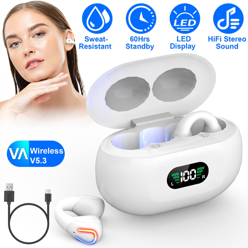 Wireless V5.3 Earbuds Clip-On Open TWS Earphones 
