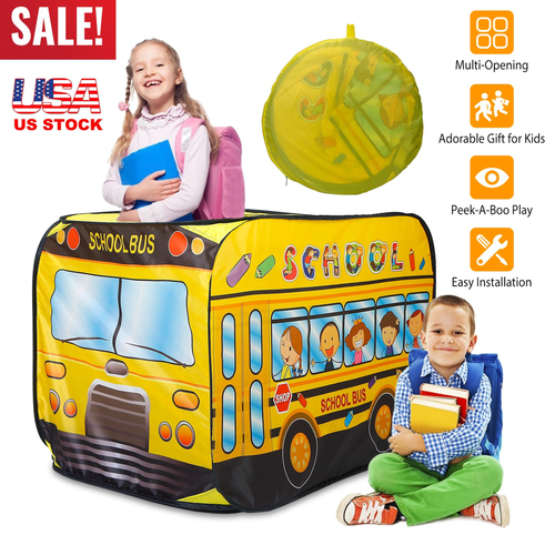 Kids Play Tent Foldable Pop Up Ice Cream Bus Tent 
