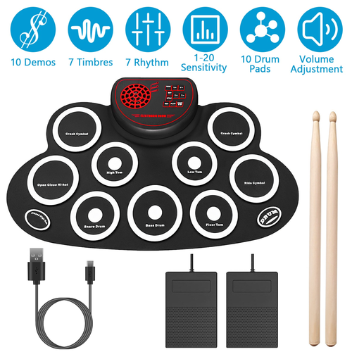 10 Pads Electric Drum Set 