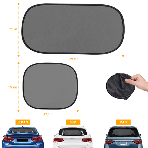 5 Pcs Car Sun Shade Side Rear Window Screen Mesh Cover 