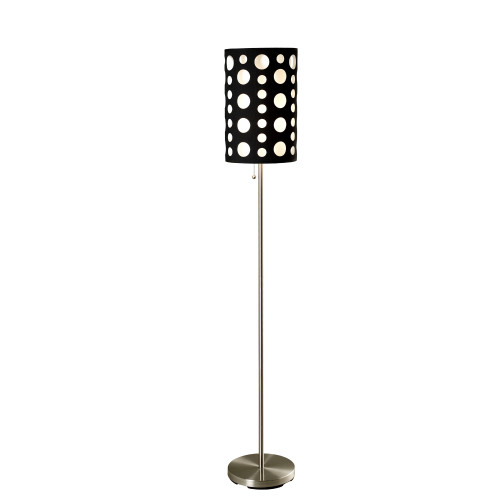 Homeroots Lighting 66" Steel Novelty Floor Lamp, Black and White Drum Shade