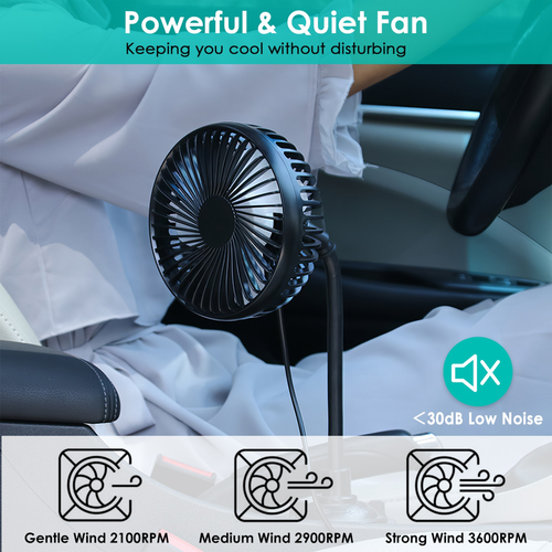 Car Cooling Fan Portable Car Cup Holder Fan 