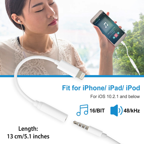 Lightning to 3.5 mm Headphone Jack Adapter AUX Splitter 