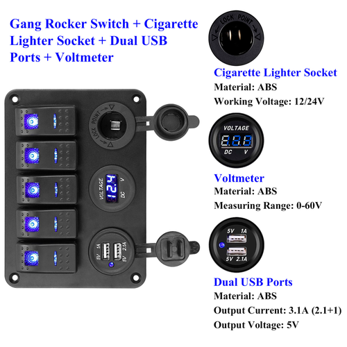 5 Gang Marine Panel Switch 