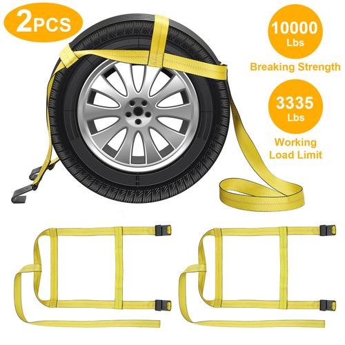 2Pcs Car Basket Straps Adjustable Tow Dolly Tire 
