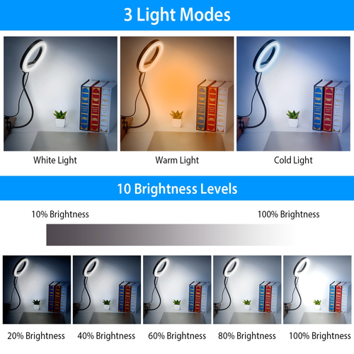 Clip On LED Ring Light USB Selfie Clamp Ring Light 