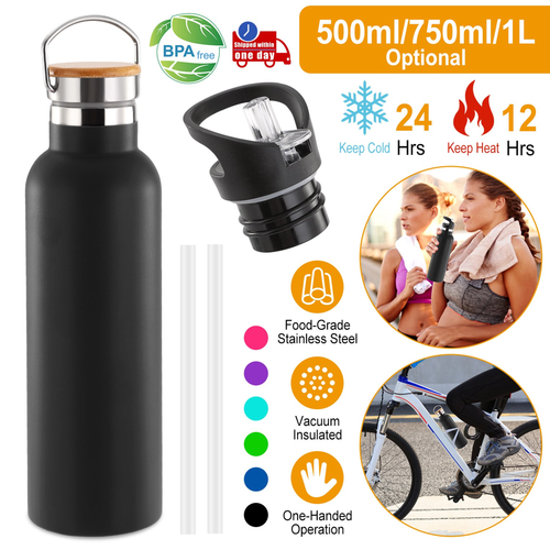 Sports Water Bottle Stainless Steel Vacuum-Insulated Drinking Cup 