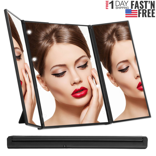 Tri-Fold Makeup Mirror Cosmetic Vanity Mirror 8 LED Lights