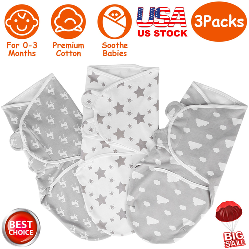 3 Packs Baby New Born Swaddle Wrap 